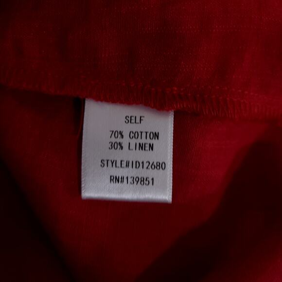 Love Kuza Dress Womens Small Red Midi Below Knee Cotton Linen Summer Office - Picture 7 of 15